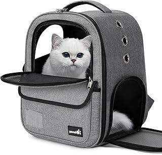 pecute Cat Carrier Backpack, Breathable Pet Carrier With Multi-entrance, Front Pack for Kitten, Puppy, Small Pets, Pet Carrier bag for Travel, Hiking
