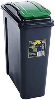 25L, 50L Litre Plastic Indoor, Outdoor Recycle Recycling Waste Bin, Slimline Bin with Lid for in the Home/Kitchen - Made in UK (Green, 25L)