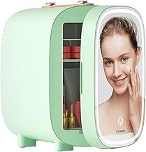 Skincare Fridge, With 3-Level Dimmable LED Light Mirror, Low Noise Mini Fridge, 4L Large Capacity, Cooler & Warmer, Portable Design for Multiple Uses - Bedroom, Office, and Travel