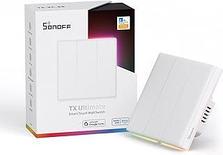 SONOFF WiFi Smart Touch Light Switch, Smart Wall Light Switch with Touch Experience and LED Backlighting, Panel is Removable and Replaceable, Lives and Neutral Wires Requires, 3 Gang, (T5-3C-86)