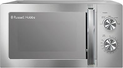 Russell Hobbs Stainless Steel Microwave 20 Litre 800W Solo Manual with 5 Power Levels, Defrost Function & Easy Clean, 35 Minute Timer, RHMM827SS
