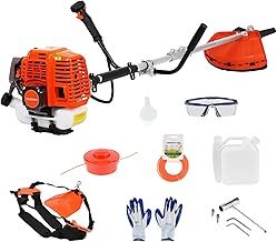 Orange 52cc Petrol Strimmer: String Trimmer, Brush Cutter with 3T-Blade, Steel Wire Strimmer Weed Brush Cutting Blade, Grass Trimmer, Great Outdoor Power Tool