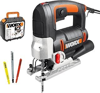WORX WX479 750W Jigsaw,3 in one, Tool-Less Blade Change,4 Position Pendulum,Straight&Bevel&curvilinear Cutting, LED Light, Compact, Blade&Spanner&dust Tube&Foot Plate Protection Included