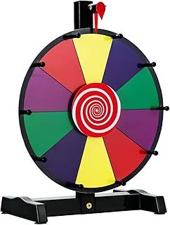 Maxmass 12"/15" Color Prize Wheel, Fortune Spinning Game with 10/12 Slots, Dry Erase Marker and Eraser, Tabletop Rotating Arrows Math Spinner for Trade Shows Parties Carnival (12")