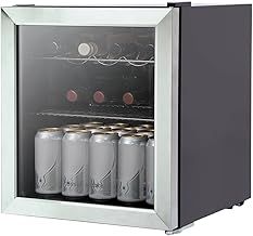 Russell Hobbs Mini Fridge 12 Bottle/46L Freestanding Stainless Steel Table Top Mini Beer & Wine Fridge, with Glass Door RHGWC3SS