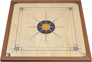 Atelier Radscha Luxury Carrom Board Set - Blue/Yellow Sun Design, Accessories Included