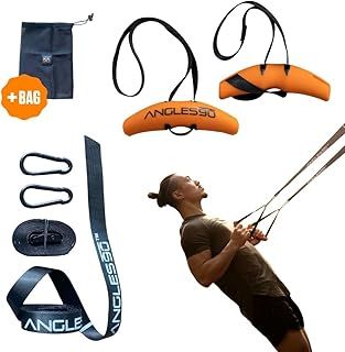 Angles90 Suspension and Cable Trainer Set - Full Body Workout Equipment for Home Gym with Grip Handles, Pulley System, Ankle Straps, Resistance Bands - for Strength, Leg, Core Exercises