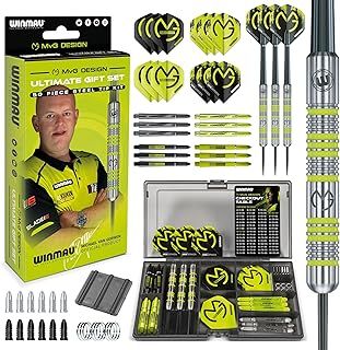 WINMAU Michael Van Gerwen MvG Gift Set - 50 Piece Dart Set with 4 Shafts, 4 Flights Plus Accessories