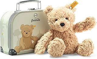 Steiff soft toy Jimmy Teddy Bear in a suitcase, cute cuddly toy with plastic eyes, children, boys & girls, Friends, plush animal 25 cm, light brown, 113918