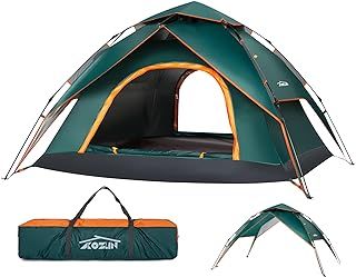 Camping Tent 3-4 Person 2-in-1 Double Layers Instant Pop Up Tent Windproof and Rainproof Dome Double Door with Removable Outer Tarp for Hiking Camping Backpacking