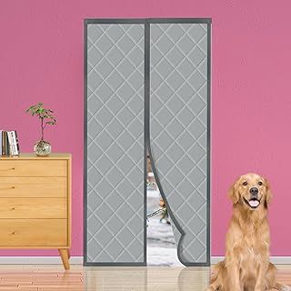 YRH Magnetic Insulated Door Curtain - Windproof Heavy Soundproofing, Oxford Cloth Polyester Cotton Thermal - 90 × 210 cm - Gray