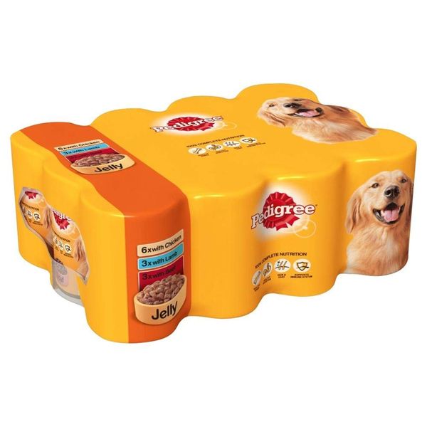 Pedigree Dog Tins Mixed Selection in Jelly, 385 g, Pack of 12