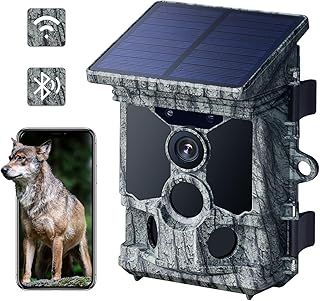 VOOPEAK Solar Wildlife Camera - 46MP 4K UHD 30fps WiFi Bluetooth Trail Camera with Night Vision 120° Motion Activated 0.1s Trigger Time IP66 Waterproof for Wildlife Monitoring