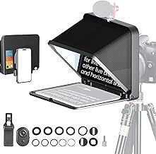 LENSGO 8” Teleprompter for iPad Tablet Smartphone DSLR Camera w/Remote Control, APP Compatible with iOS & Android System for Online Teaching Vlogger Live Streaming Interview, Fold in One Sec (Black)