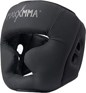 MaxxMMA Boxing Headguard, Adjustable Full Coverage Protection Headgear with Headband, MMA Training, Muay Thai, Sparring, Martial Arts, Karate