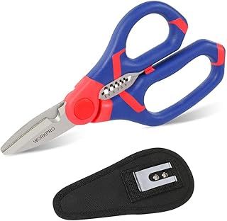 WORKPRO Electricians Scissors & Wire Cutter Stripper 2-in-1, Multi-Function Shears, 152mm/6-inch, Bi-Material Soft Handle