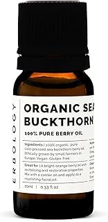 100% Organic Sea Buckthorn Oil 10ml - Cold-Pressed 50:1 - Premium Quality - Rich in Omega-7 and Beta-Carotene - Straight from Farm - Non-GMO - No Additives or Preservatives - Recyclable Glass Bottle