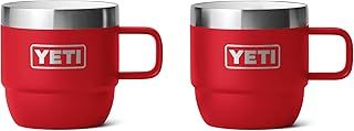 YETI Rambler Espresso Mug, Vacuum Insulated Stainless Steel Stackable Mug, Rescue Red, 2 Pack 6 oz (177 ml)