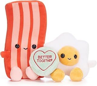 Posh Paws 38031 20cm Swizzels Love Hearts “Better Together” Bacon and Egg Plush Soft Toy Pair, Orange