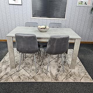 KOSY KOALA Dining Table Set Of 4 Kitchen Dining Table and 4 Grey Tufted Velvet Chairs
