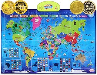 BEST LEARNING i-Poster My World Interactive Map - Educational Talking Toy for Children of Ages 5 to 12 Years Old - Perfect Geography Learning Game as Birthday Gift for Kids Ages 8-12