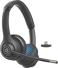 JLab Go Work 2nd Gen Wireless Headsets with Microphone - 55+H Computer Bluetooth Headset or USB C Dongle, Multipoint Connect, On Ear Wired or Wireless Office PC Laptop Headphones with Microphone
