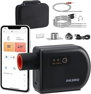 INKBIRD ISC-027BW Bluetooth 5.1 and WIFI 2.4GHz BBQ Temperature Controller, Automatic Smoker Fan Controller, Grill Thermometer with 4 Probes for Kamado,Big Green Egg,Joe, Primo, Vision Grill