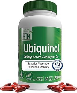 Ubiquinol 200mg as Kaneka QH Reduced CoQ-10 | Stabilized - 3rd Party Tested | Enhanced Bioavailability | Cardiovascular & Mitochondria Function Support | Non-GMO by Health Thru Nutrition (Pack of 30)