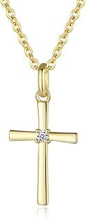 GAVU Cross Necklace for Women, 925 Sterling Silver Small Diamond Cross Necklace for Women