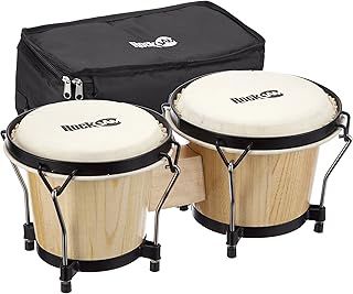 RockJam RJ-100300 7" and 8" Bongo Set with Padded Bag and Tuning Wrench Natural