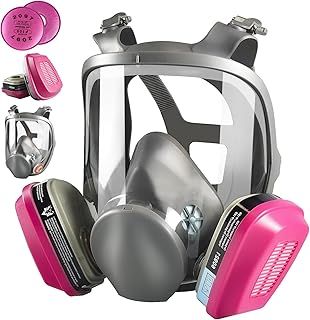 Full Face Respirator Mask, 6800 Gas Mask with Filter, Reusable Organic Vapor Masks Against Dust Fumes Gases for Spraying, Painting, Sanding, Epoxy Resin, Welding, Construction, Polishing