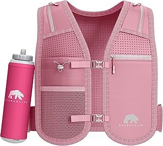 Running Phone Holder with 500ml Water Bottle - Adjustable Strap and 6 Pockets - Running Hydration Vest for Women & Men (Pink)