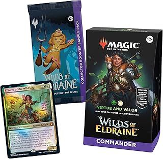 Magic: The Gathering Wilds of Eldraine Commander Deck - Virtue and Valor (100-Card Deck, 2-Card Collector Booster Sample Pack + Accessories)