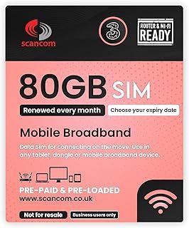 Three 80GB Data SIM – Uncapped 5G Speeds – Renewed EVERY MONTH Until 8th SEPTEMBER 2026 – No Contract – Ideal for Business Mobile Broadband, Routers & Phones