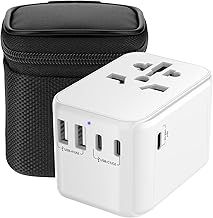 Universal Travel Adapter, Diswoe Worldwide Travel Adapter with 2 USB A and 3 USB C Ports International Travel Plug Adapter with EU UK USA AU Plugs Power Socket Charger for Multi Countries