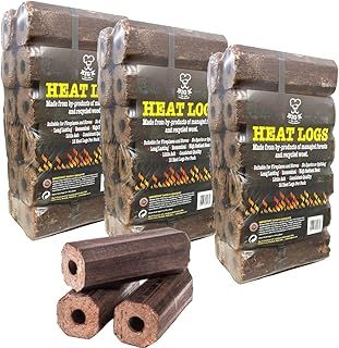 Eco Wood Fire Heat Logs - Pack of 36 Compressed Sawdust Fuel Logs with Topline Card. Perfect for Wood Burners, Open Fires, Chimeneas and Multi-Fuel Stoves.
