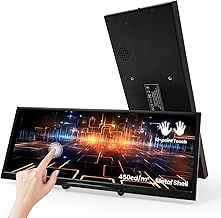 12.3 Inch Mini Touchscreen Monitor 1920x720 IPS Stretched Bar LCD Display, 450cd/m², HDR, Mini HDMI USB C Small Portable Touch Screen for PC Laptop Phone Windows Aida64 GPU CPU RAM Monitoring, VESA