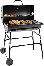VonHaus Charcoal BBQ – Portable Barrel Barbecue with Warming Rack, Temperature Gauge, Wheels, Large Cooking Grill, Air Vents – 2 in 1 Barbeque and Smoker – Grill Meat, Fish & Vegetables