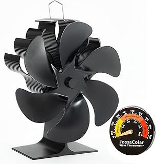 Wood Stove Fan Heat Powered Stove Fan, Fireplace Fan Stove Fan Non Electric, Thermal Fan Eco Fans for Wood Burning Stove/Pellet/Log Burner, w/Wood Stove Accessories Thermometer