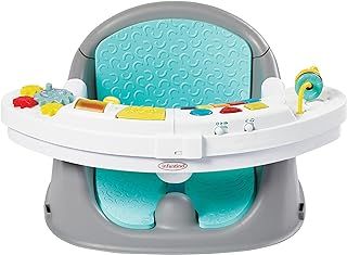 Infantino - Music & Lights 3-in-1 Discovery Growing Baby Booster Seat - Convertible Dining Chair - Adjustable Size - Interactive Toys & Snack Tray - Child Development - Blue Color