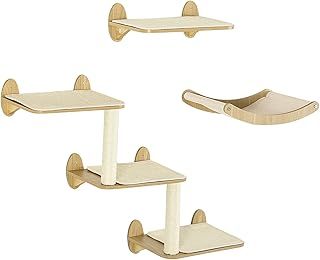 PawHut 3PCs Wall Mounted Cat Tree Cat Shelves Climbing Shelf Set Scratching Post