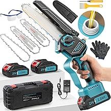 Chainsaw, Mini Chainsaw 6 Inch Compatible with Makita 18V Batteries, 1000W Brushless Electric Chain Saw, 2x 2.0Ah Mini Chain Saw Cordless, Auto Lubricator Battery Chainsaws Small for Cutting Wood Tree