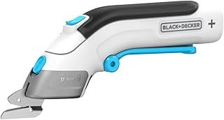 BLACK+DECKER Powered Scissors 3.6v, Extra Long Trigger, LED Light, Ultra-Ergonomic Design, 1.5Ah Battery, USB Charging, Includes 2 Cutting Blades BCSC115-XJ