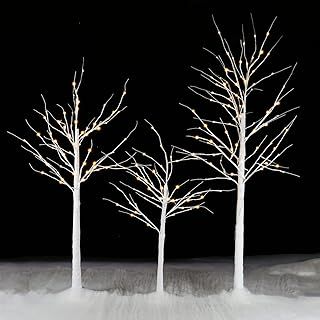 Taylor & Brown 4FT White Birch Tree With 48 Warm White LED Lights Mains Powered Pre-Lit Christmas Twig Home Party Wedding Decoration Ornament Festive Trees