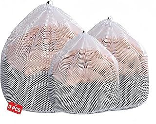3Pcs Mesh Laundry Bags for Washing Machine, Drawstring Net Washing Bag for Laundry, 3 Sizes Laundry Net Bags for Delicates, Bra, Socks, Underwear, Durable Washing Machine Bags