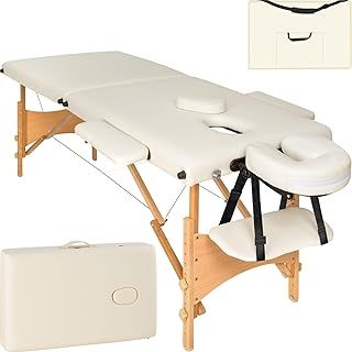 TecTake® Massage Table Portable Beauty Bed, Adjustable Therapy Couch, Foldable Adjustable Table, Lash Bed with Storage Bag, Salon Chair Beauty Room Accessories and Massage Tables Attachments - beige