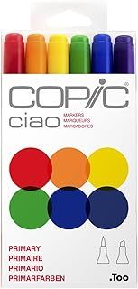 Copic Ciao Coloured Marker Pen - Set of 6 Primary, For Art & Crafts, Colouring, Graphics, Highlighter, Design, Anime, Professional & Beginners, Art Supplies & Colouring Books
