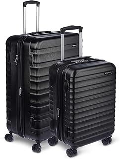 Amazon Basics Hardside Luggage ABS Hard-Shell Spinner / Suitcase with 4 Wheels, 2 Piece Set (55, 78 cm), Black