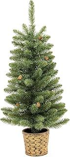 WeRChristmas Craford Blue Pine Christmas Tree with Mini Pine Cones in a Gold Resin Pot, 3 feet - Green