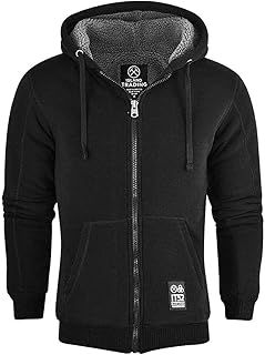 Mens Cotton Padded Borg Fleece Sherpa Lined Full Zip Up Hoodie Sweatshirt Jacket